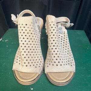 Elegant Beige Perforated Heels